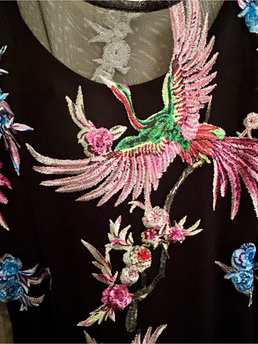 Johnny Was -Meol Mazzy A line Mesh Bird of Paradise Embroidered Dress (Slip) - Picture 13 of 13